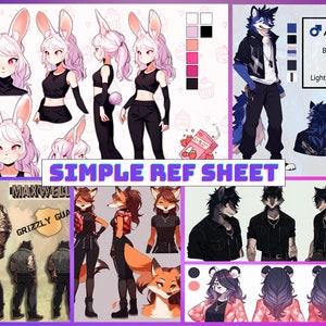 Standard Furry Character Reference Sheets: Fursona Reference Sheet Commissions, Anthro Reference Sheet Furry Commissions - Read Description