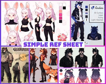 Standard Furry Character Reference Sheets: Fursona Reference Sheet Commissions, Anthro Reference Sheet Furry Commissions - Read Description