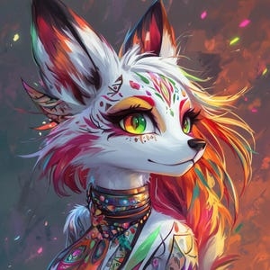 Furry Art Print: Fursona Colorful Print Furry Art Piece Anthro Home Decor Furry Wall Art Decor Colorful Fursona Girl Homewarming Gift