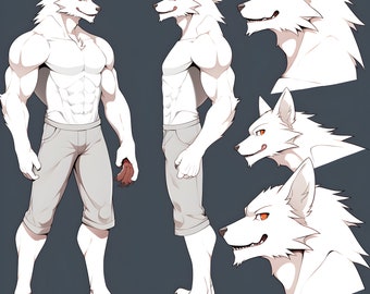 Feline Furry Base Lynx: Feline Fursona Big Cat Furry Base Adopt White Color Coded Transparent PNG Template High Resolution Line Art