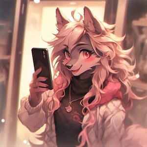 Furry Art Print: Fursona Selfie Digital Print Furry Art Piece Anthro Home Decor Furry Wall Art Decor for Bedroom Selfie Homewarming Gift