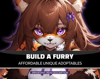 Fursona Adopt Build a Furry: Affordable Character Ref Sheet Commission, Furry Art Detailed Avatar, Customized and Personalized Feral Fursona