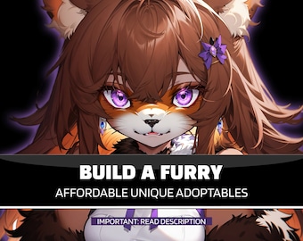 Fursona Adopt Build a Furry: Affordable Character Ref Sheet Commission, Furry Art Detailed Avatar, Customized and Personalized Feral Fursona