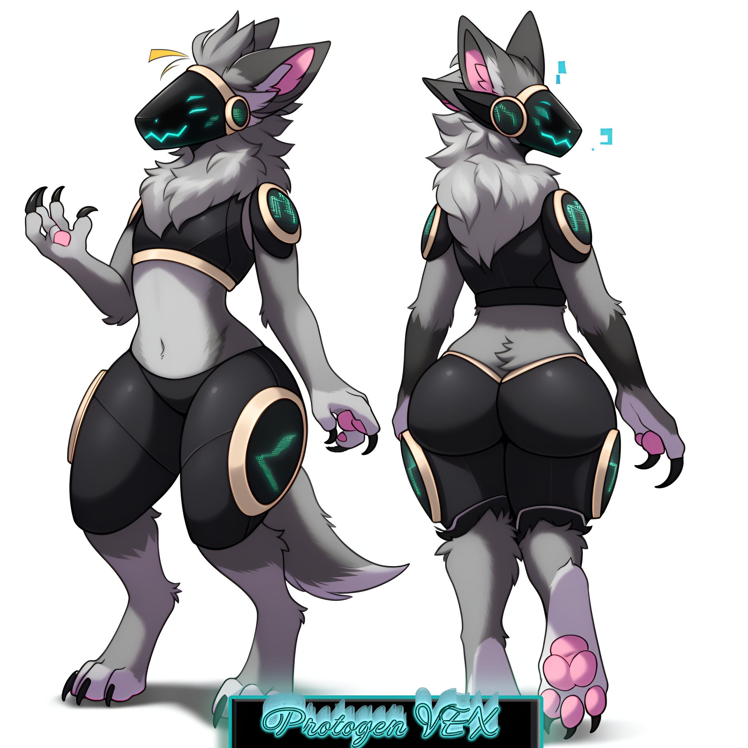 Protogen Art  Furry drawing, Cute wolf drawings, Anthro furry