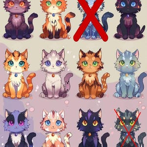 Assorted Feline Cat Furry Fursona Adoptable Character Designs ← Chibi Style Mini Adopts | Affordable Mini Furry Characters