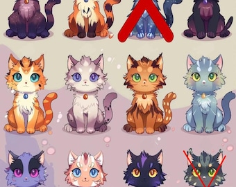 Assorted Feline Cat Furry Fursona Adoptable Character Designs ← Chibi Style Mini Adopts | Affordable Mini Furry Characters