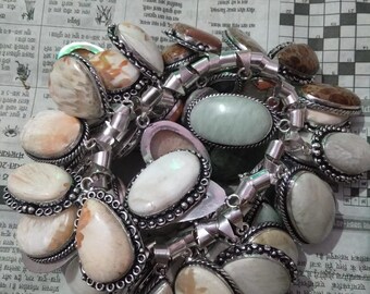 Scolocite Pendant, Scolocite Pendant 925 Silver Pendant, Boho Crystal Pendant, Chunky Handmade Jewelry Charm Dainty Pendant, Gift for Her