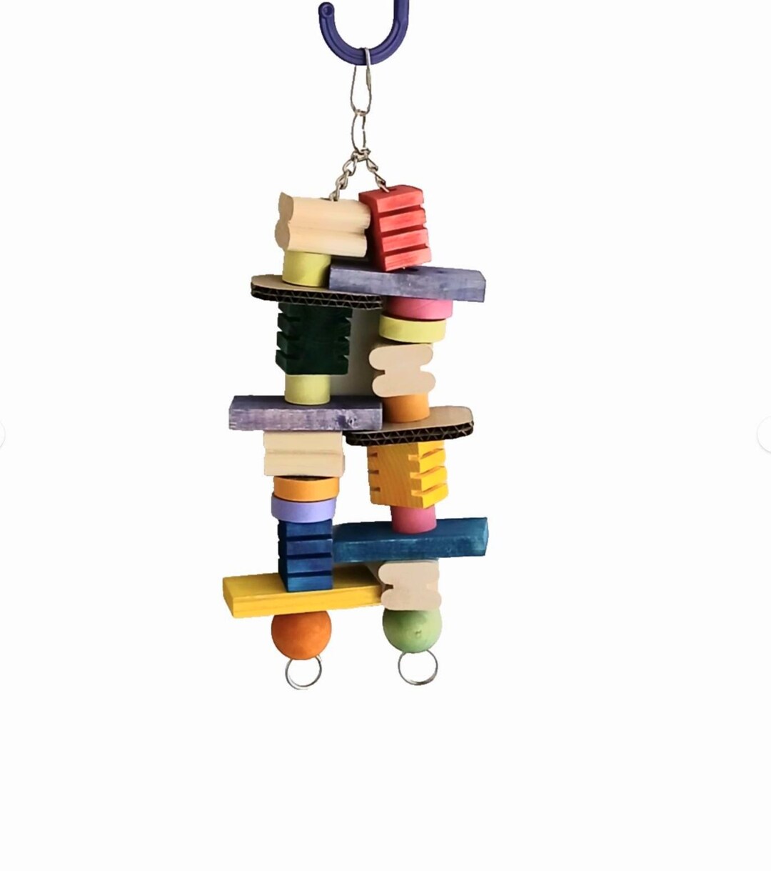 Bird Chew Toy With Wooden Blocks and Cardboard Birdie Bagels ...