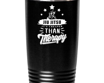 Jiu-Jitsu Tumbler, Gift Ideas For Jiu Jitsu Student, BJJ It's Cheaper Than Therapy Coffee Travel Mug