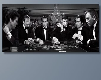 James Bond Poker Game Ready To Hang Canvas,James Bond Poker Game Poster,James Bond Canvas Print Art,Man Cave Decor,Movie Poster,James Bond