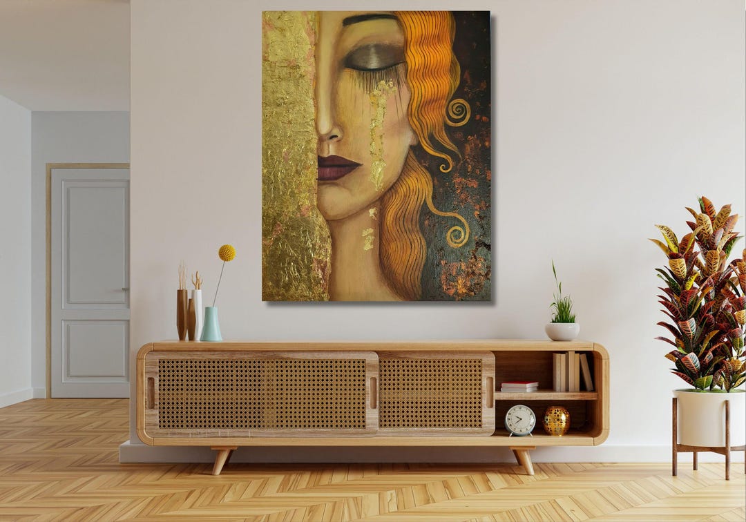 Gustav Klimt Woman Gold Tears Canvas Wall Art,gustav Klimt Print Klimt ...