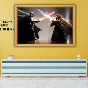 Star Wars Canvas, Movie Wall Art, Huge Canvas Art, Iconic Wall Art, Darth Vader vs Obi-Wan Kenobi Fighting, Lightsaber Canvas Wall Art