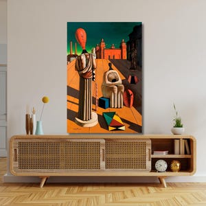Giorgio De Chirico&#39;s The Disquieting Muses Canvas Wall Print,Italian Painter Poster Art Design,For Home & Office Decor, Canvas Ready To Hang