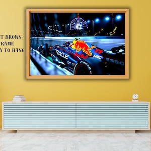 Red Bull Formula 1 canvas art, Max Verstappen poster, Formula One car painting, Sports car wall print, Racing team memorabilia,ready to hang