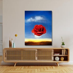 Salvador Dali Meditative Rose Canvas Wall Art,Salvador Dali Print Salvador Dali Salvador Dali 1958 Meditative Rose Print,Flower Painting Art