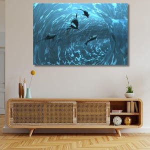 Animal Dolphin Ready To Hang Canvas,Animal Dolphin Minimalist Canvas Painting Wall Pictures Art Decor,Animal Dolphin Canvas Poster Prints