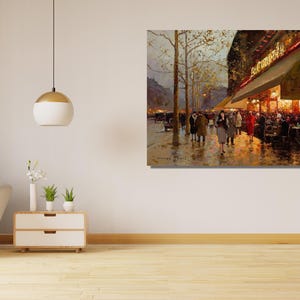 Edouard Leon Cortes Paris Ready To Hang Canvas,Montparnasse Paris Landscape,Dinning Room,La Coupole Montparnasse Paris Edouard Leon Cortes