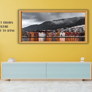 Bryggen Bergen Norway Canvas Art Poster,Famous Places Art Canvas,Living Room Wall Decor,Sunset Canvas Print Wall Art,Trendy Wall Art Decor
