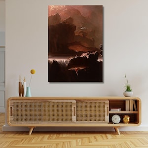 John Martin Painting Ready To Hang Canvas,John Martin Sadak in Search of the waters of Oblivion Poster,Romanticism Canvas Wall Art,Home Gift
