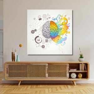 Brain Canvas Medical Decor Brain Canvas Bright Floral Print Brain Floral Print Art Anatomical Brain Wall Art Doctor Gift For School Children