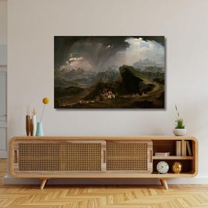Joshua Commanding the Sun to Stand Still upon Gibeon John Martin Canvas Art,Large Wall Decor,Classic Poster Gifts,Classic Painting Print Art
