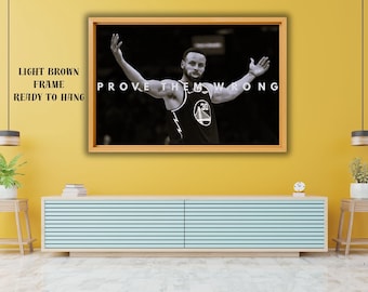Canvaskunst Steph Curry: motiverend citaat 'Bewijs dat ze het mis hebben'