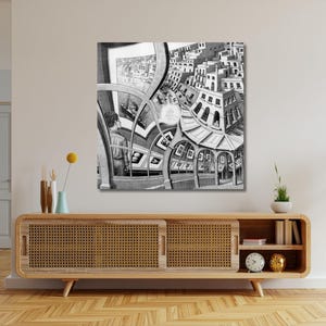 Relativity II by Maurits Cornelis Escher Poster Print Art Canvas,Reproduction Print,Abstract Wall Art,Modern Art Print,Expressionism Art