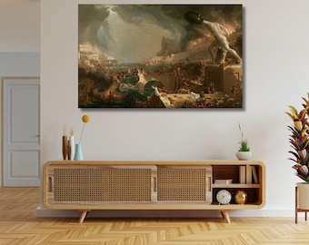 Thomas Cole Canvas Print, The Course of Empire Destruction Art