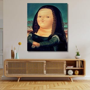 Mona Lisa von Fernando Botero Wandkunst, Botero Kunst, riesige Leinwand Wohnkultur, Mona Lisa Fun Art, Fernando Botero Wandkunst, Fette Mona Lisa Leinwandkunst