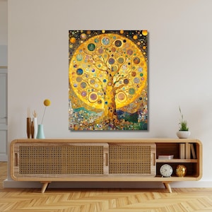 Gustav Klimt Style The Tree of Life Canvas Wall Art,Gustav Klimt Canvas Wall Art,Gustav Klimt The Tree of Life,Gustav Klimt Artwork Canvas