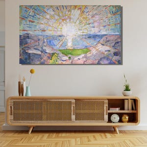 Toile prête à accrocher Edward Munch The Sun, oeuvre d&#39;art murale Edward Munch, oeuvre d&#39;art sur toile Solenintro, toile d&#39;Edward Munch, affiche Edward Munch Sun