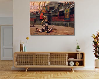 Pollice Verso Canvas Art, Gladiator Painting, Roman Empire Decor