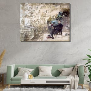 Tela pronta para pendurar de Charles Dickens, pintura dos sonhos de Dickens, arte de Dickens, tela de Dickens, decoração de Dickens, pôster de Dickens, arte de pôster científico