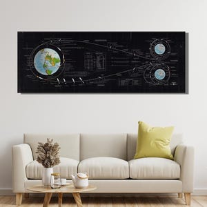 Apollo 11 Mission Flight Plan NASA Ready To Hang Canvas,Image of Apollo Lunar Mission Flight Plan 1967, Flight Path, Large Canvas Wall Art