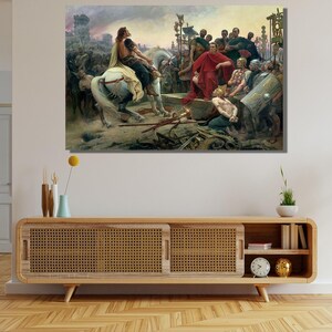 Vercingetorix and Julius Caesar Canvas Print, Historical Art