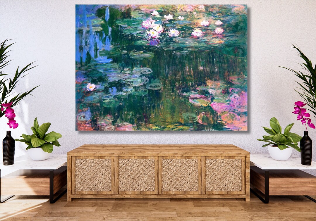 Claude Monet Water Lilies Print Canvas Wall Art Reproduction,claude