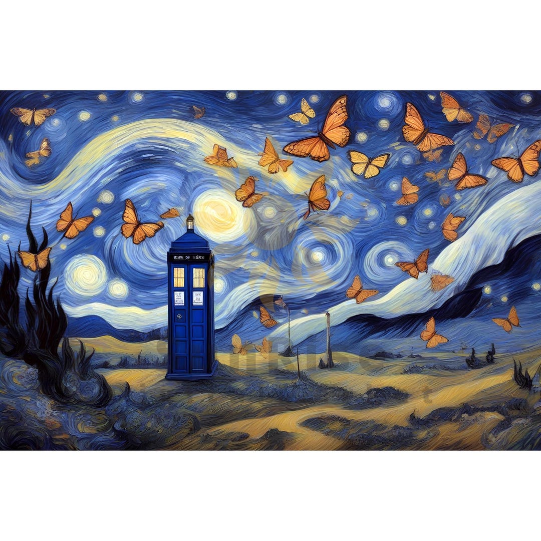 Doctor Who Tardis Box Vincent Van Gogh Canvas Wall Art Poster ...