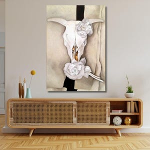 Georgia totto o'keeffe teschio di mucca con rose calico tela arte murale moderna stampa fiori da parete o'keeffe poster vintage da parete pronto da appendere
