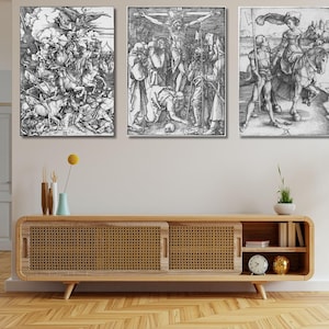 Juego de 3 lienzos listos para colgar de Albrecht Dürer, galería de arte de Albrecht Dürer, póster de Albrecht Dürer en blanco y negro, juego de 3 pósteres de Albrecht Dürer