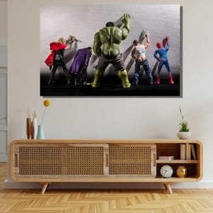 Avengers Movie Toilet Superheroes Canvas Wall Art,Superheroes Wall Art,Kids Room Wall Art,Avengers Wall Art,Movie Toilet Ready To Hang Print