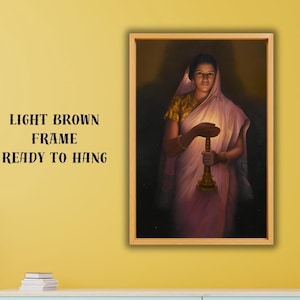 Lady With The Lamp by Raja Ravi Varma Paintings,Glow Of Hope by Raja Ravi Varma Paintings,Lady With The Lamp Poster Print,Indian Painting