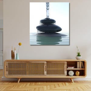 Zen wall art Water on Stones canvas Zen print Spa stones Large canvas art Meditation Salon decor Relax art print Spa gift,Balance Artwork