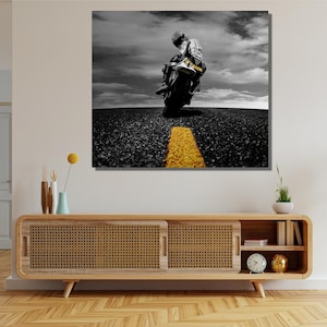 Valentino Rossi Ready To Hang Canvas,Kids Gift,Moto GP Superbike Prints,Man Cave Decor,Rossi Front lift on Motorcycle,Valentino Rossi,MotoGP