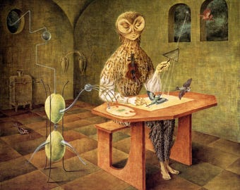 Remedios Varo 'Creación de pájaros' Impresión artística surrealista sobre lienzo