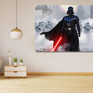 Darth Vader Ready To Hang Canvas, Star Wars Black and Red Art, Darth Vader Effect Wall Art, Star Wars Darth Vader Poster, Red Starwars Print