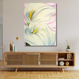 Georgia O&#39;Keeffe Two Calla Lilies on Pink Ready To Hang Canvas,O&#39;Keeffe Flower Prints,OKeeffe Art Print,Georgia OKeeffe Print,O&#39;Keeffe Gift