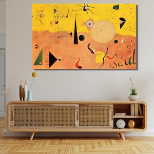 JOAN MIRO The Hunter Ready To Hang Canvas,1925 by Joan Miro Dancer Exhibition Poster,Joan Miro Print,Surrealism Art,Dancer 1925 Canvas Art