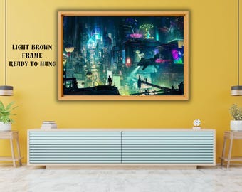 Toile d'art murale Cyberpunk City, affiche de jeu néo-futuriste