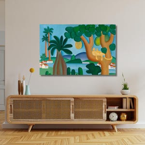 Tarsila do Amaral &#39;&#39;the lake&#39;&#39; Framed Modern Canvas Wall Art Print Ready To Hang Gift For Office , Home, Mom, Girlfriend, Boyfriend POSTER