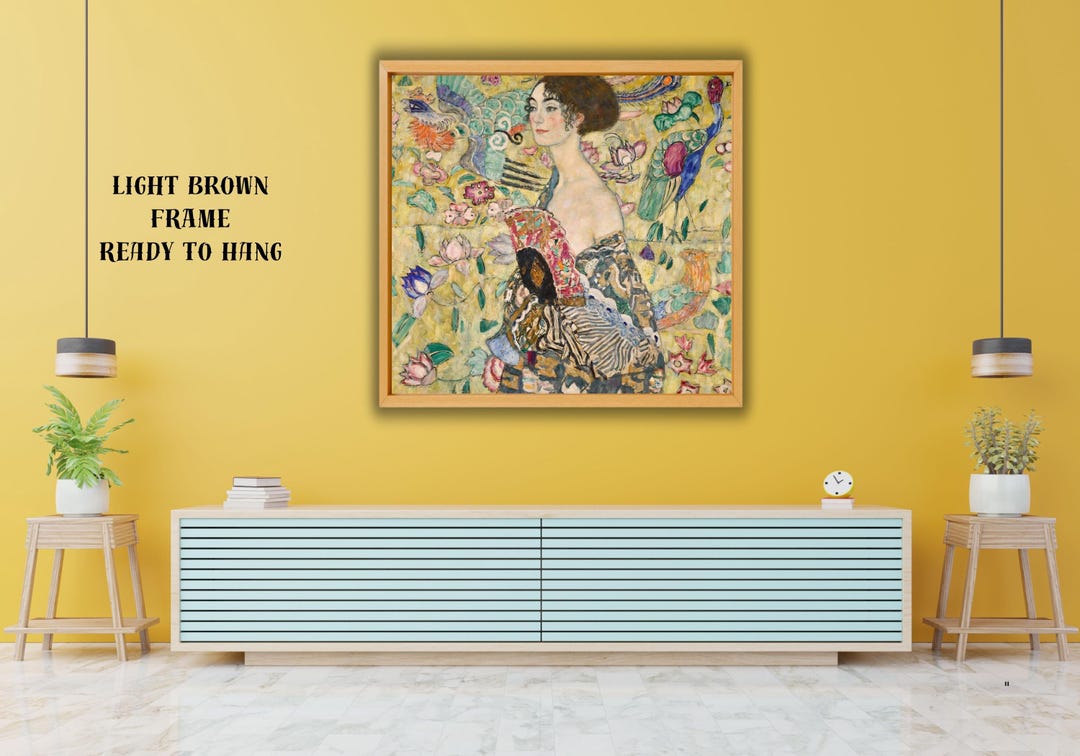 Gustav Klimt Lady With Fan Canvas Art Print, Floral Wall Decor - Etsy